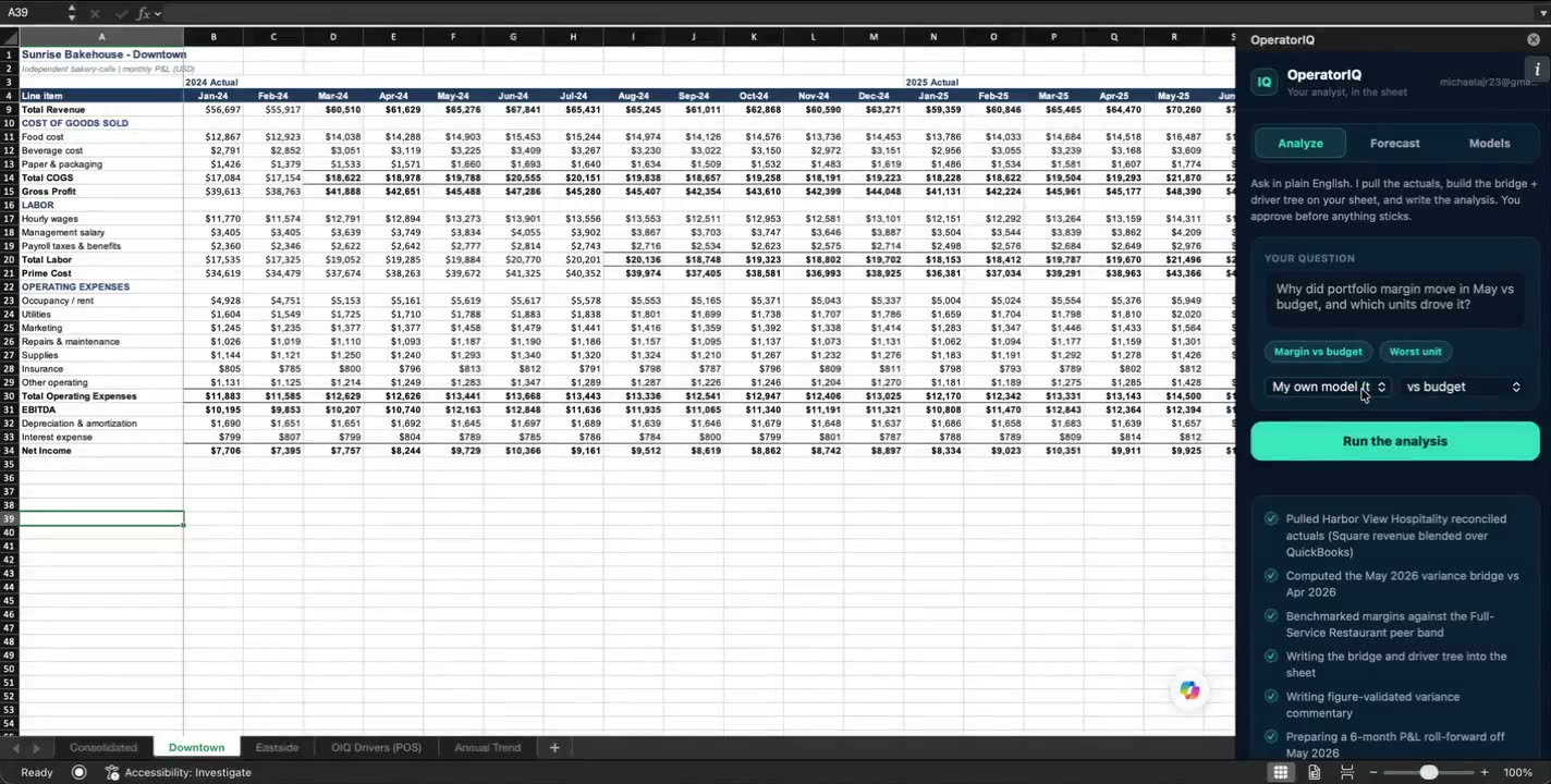 Your P&L, in Excel